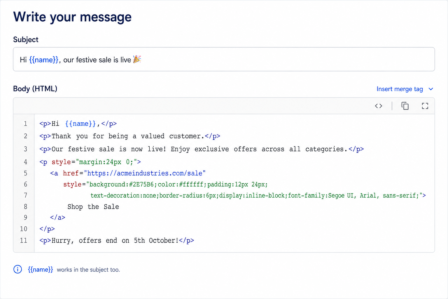 Compose with {{name}} merge